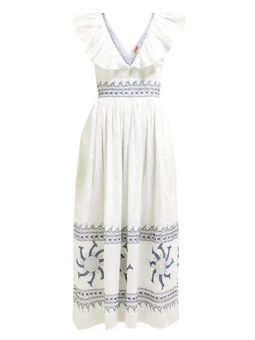 Matchesfashion.com Le Sirenuse, Positano - Frida Embroidered Cotton Maxi Dress - Womens - White Multi