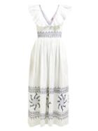 Matchesfashion.com Le Sirenuse, Positano - Frida Embroidered Cotton Maxi Dress - Womens - White Multi