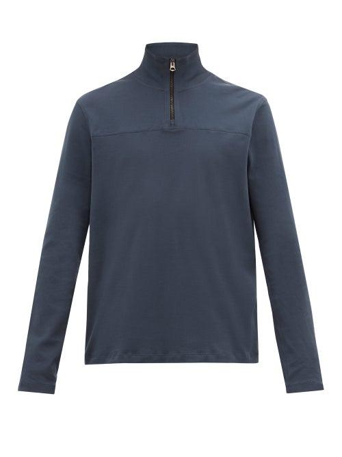 Matchesfashion.com Acne Studios - Evias Quarter Zip Cotton Top - Mens - Grey