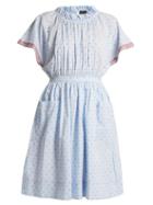 Matchesfashion.com Saloni - Dakota Seersucker Cotton Blend Dress - Womens - Light Blue