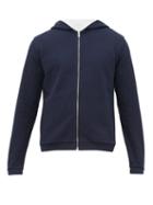 Matchesfashion.com Hamilton And Hare - Waffle Knit Terry Lined Cotton Hooded Sweatshirt - Mens - Navy