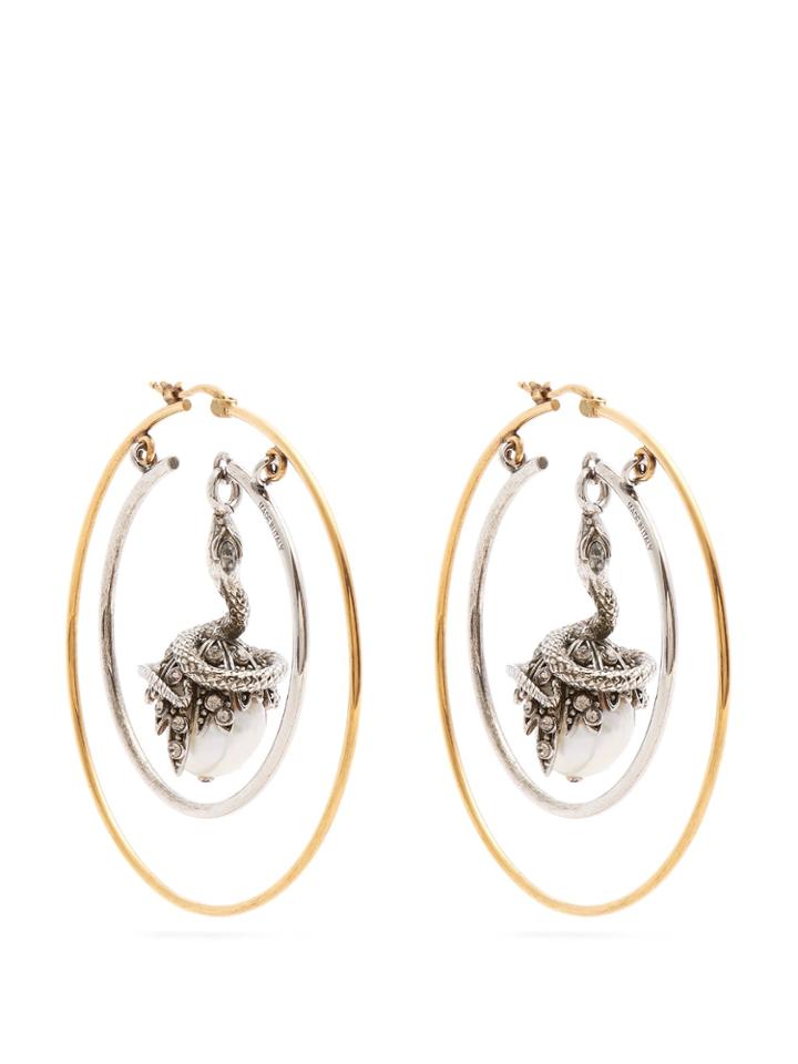 Alexander Mcqueen Faux-pearl Drop Hoop Earrings