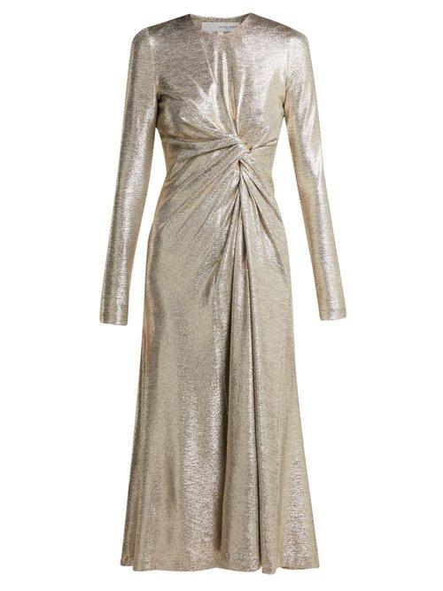 Matchesfashion.com Galvan - Pinwheel Textured Lurex Twist Front Dress - Womens - Silver