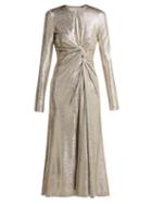 Matchesfashion.com Galvan - Pinwheel Textured Lurex Twist Front Dress - Womens - Silver