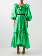 Roksanda - Zahara Ruffled Cotton Maxi Dress - Womens - Green