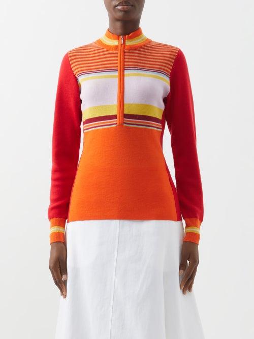 Ale Mais - Alexandra Striped Half-zip Wool Sweater - Womens - Multi