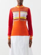 Ale Mais - Alexandra Striped Half-zip Wool Sweater - Womens - Multi