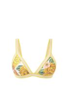 Matchesfashion.com Zimmermann - Poppy-print Triangle Bikini Top - Womens - Yellow Print