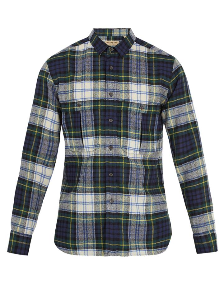 Burberry Point-collar Checked Wool Shirt