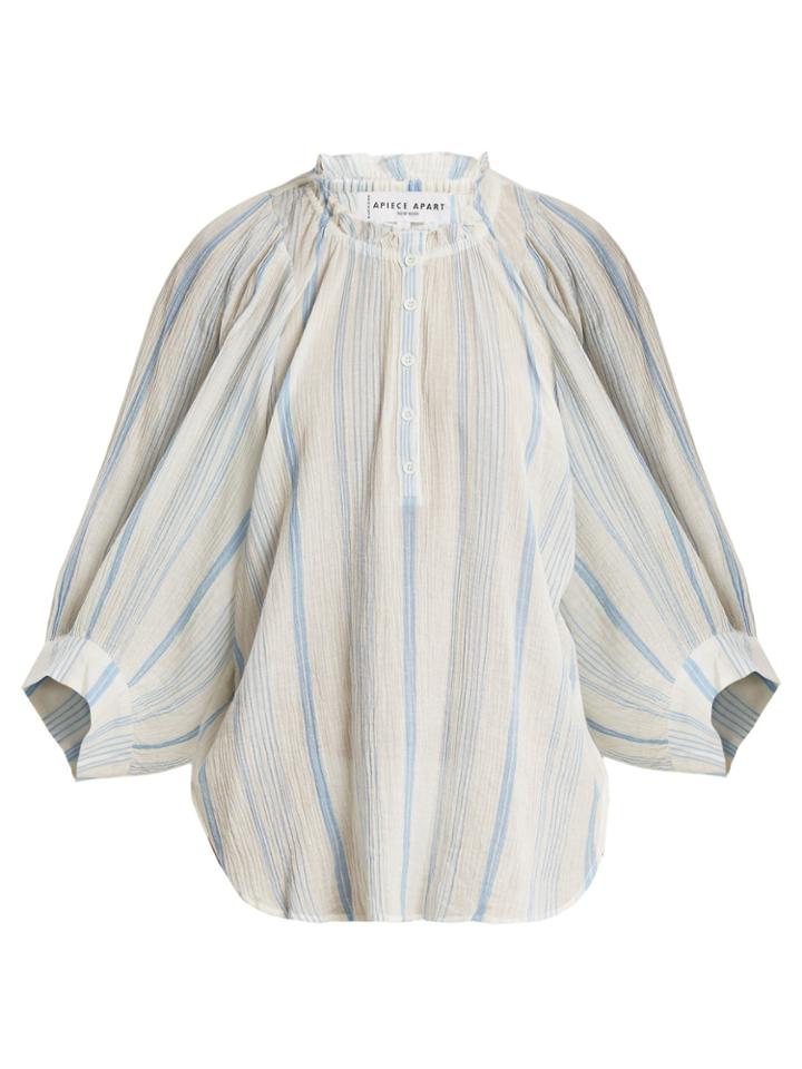 Apiece Apart Everlasting Striped Cotton Blouse