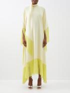 Taller Marmo - Mrs. Ross Scarf Fringed Crepe Kaftan Dress - Womens - Light Yellow