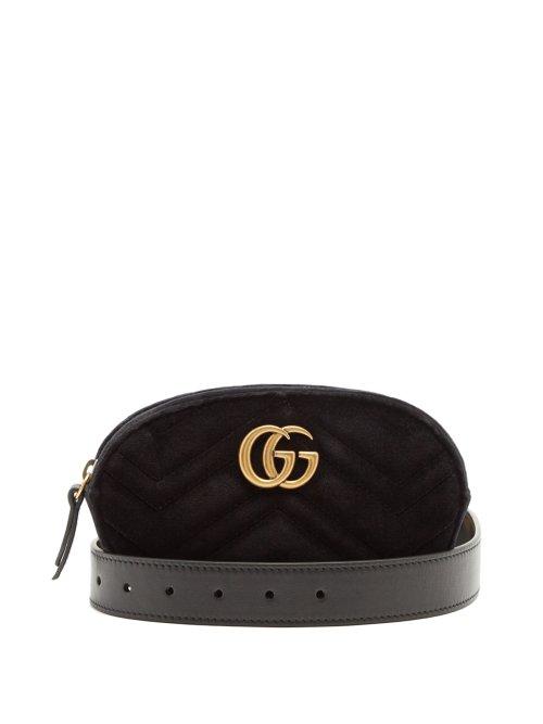 Matchesfashion.com Gucci - Gg Marmont Quilted Velvet Belt Bag - Womens - Black