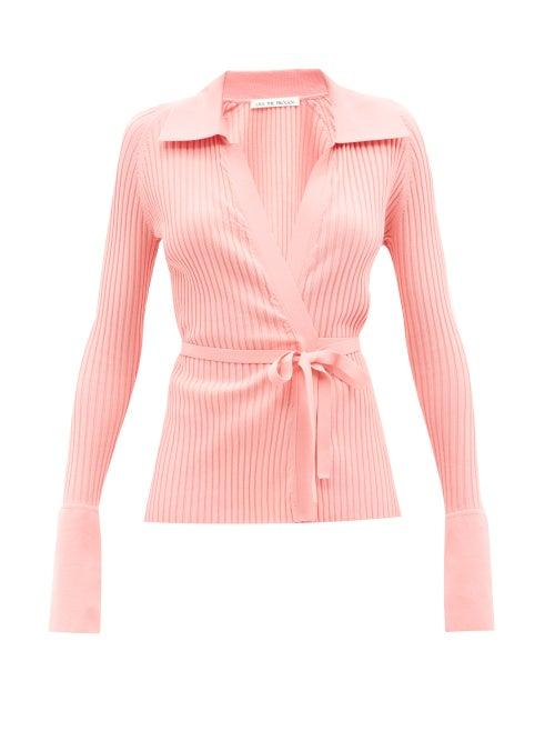 Live The Process - Leda Ribbed-jersey Wrap Cardigan - Womens - Pink