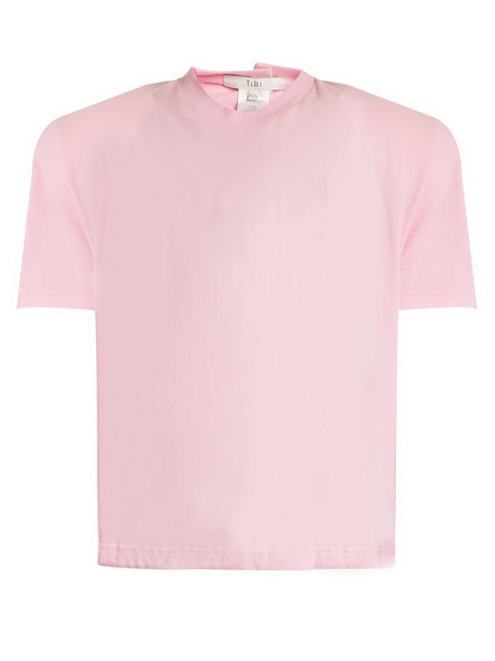 Tibi Padded-shoulder Cotton-jersey T-shirt