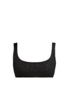 Matchesfashion.com Reina Olga - Rocky Glittered Tweed Effect Bikini Top - Womens - Black Multi