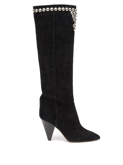 Isabel Marant - Libree Studded Suede Knee-high Boots - Womens - Black