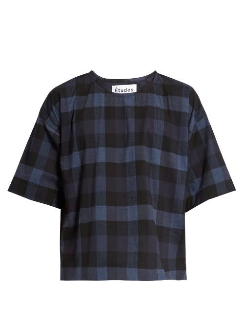 Études Powder Plug Checked Brushed-cotton Top