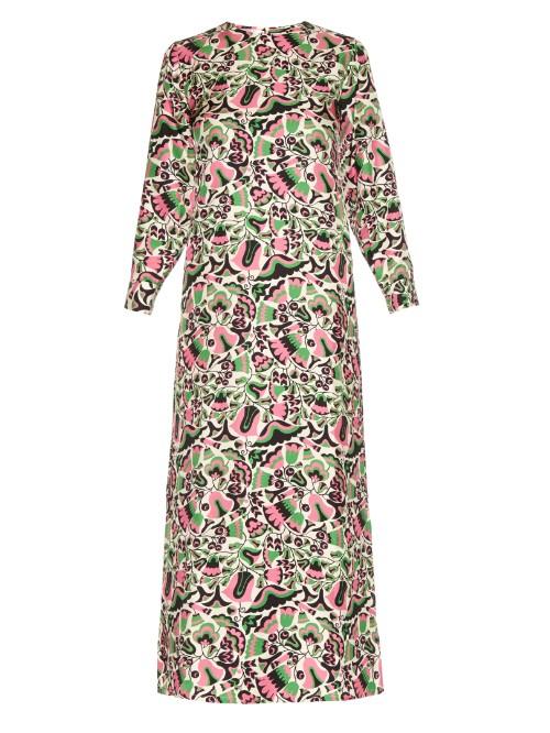 La Doublej Editions Tulipano Long-sleeved Silk Maxi Dress