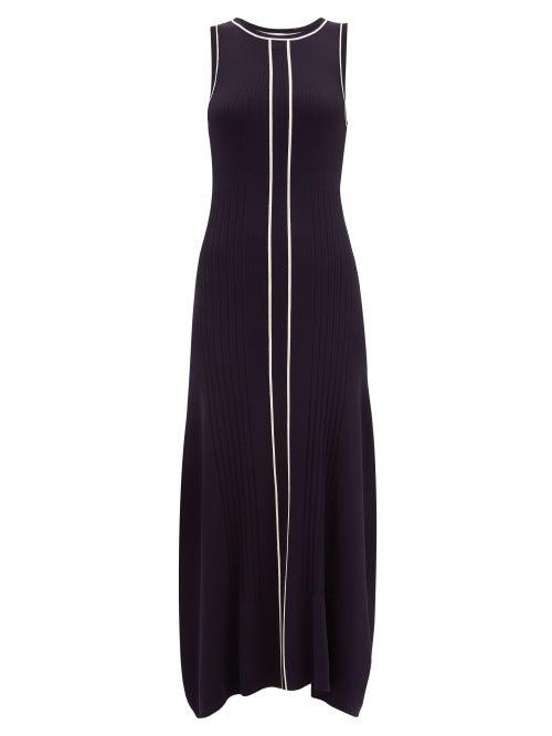 Matchesfashion.com Odyssee - Striped Knitted Maxi Dress - Womens - Navy