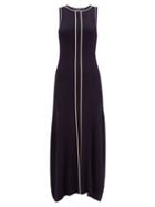 Matchesfashion.com Odyssee - Striped Knitted Maxi Dress - Womens - Navy