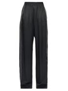 Matchesfashion.com Balenciaga - Piped Houndstooth-jacquard Wide-leg Trousers - Womens - Black