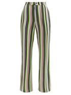 Ladies Rtw Kenneth Ize - Striped Silk-blend Trousers - Womens - Green Multi