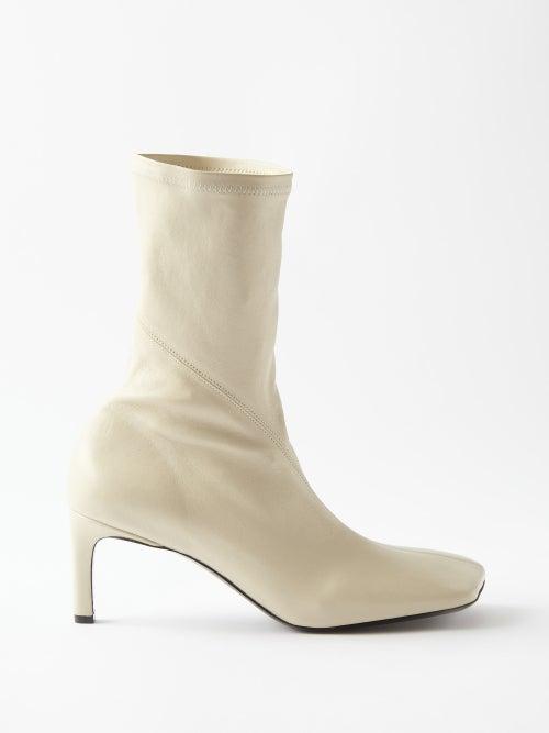 Jil Sander - Stretch 30 Leather Ankle Boots - Womens - Cream