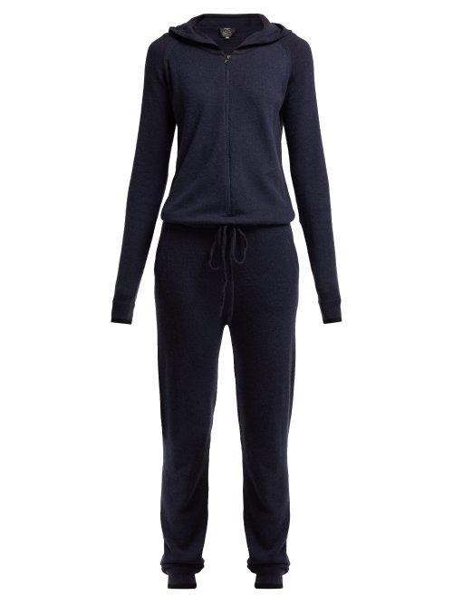 Matchesfashion.com Pepper & Mayne - Cashmere Hooded Jumpsuit - Womens - Navy