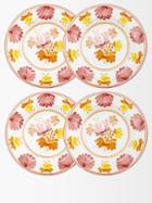 Cabana Magazine - Set Of Four Blossom Painted Porcelain Soup Plates - Womens - White Yellow Multi