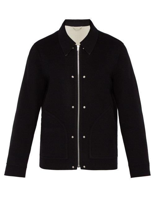 Matchesfashion.com Helmut Lang - Logo Zip Wool Jacket - Mens - Black Beige