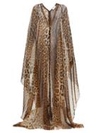 Matchesfashion.com Saint Laurent - Leopard Print Silk Mousseline Gown - Womens - Leopard