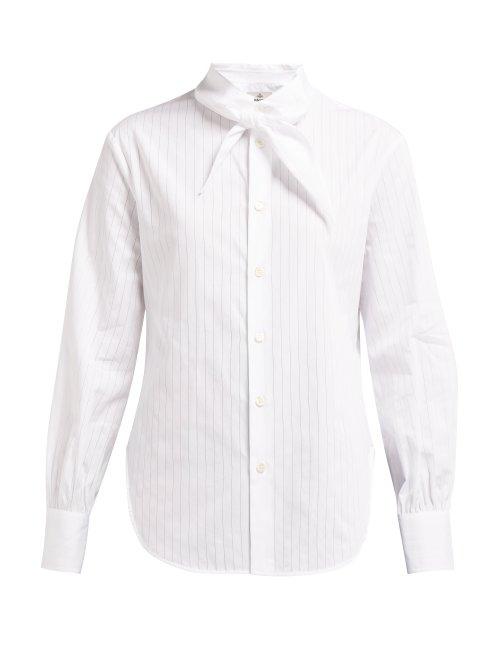 Matchesfashion.com Vivienne Westwood - Hals Neck Tie Pinstriped Cotton Poplin Shirt - Womens - White