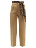 Matchesfashion.com Saint Laurent - Belted Wool-twill Straight-leg Trousers - Womens - Beige