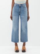 Ganni - Missy Logo-patch Organic-cotton Cropped Jeans - Womens - Blue