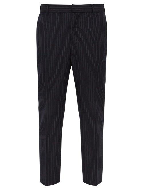 Matchesfashion.com Alexander Mcqueen - Mid Rise Pinstripe Wool Trousers - Mens - Navy