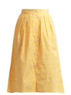 Thierry Colson Striped Pleated Cotton Skirt