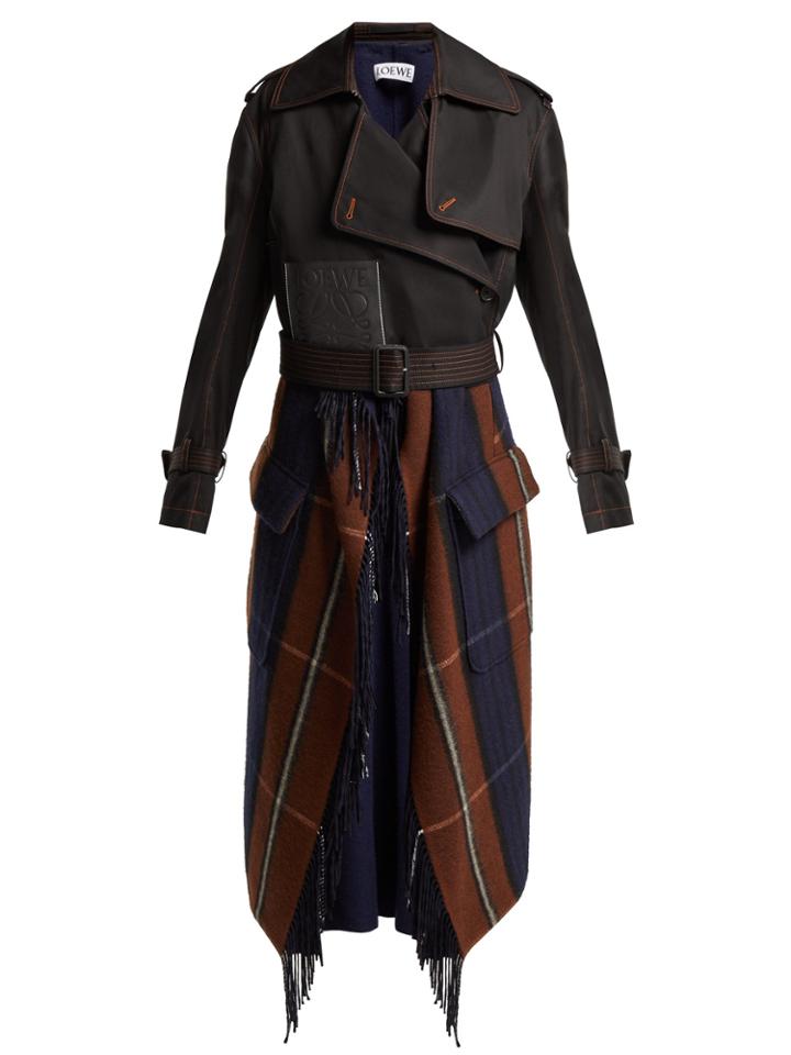 Loewe Checked-insert Cotton Trench Coat