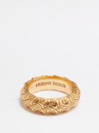 Emanuele Bicocchi - 24kt Gold-plated Leaf Engraved Ring - Mens - Gold