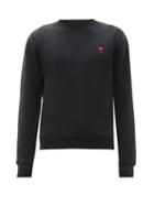 Matchesfashion.com Ami - Logo-embroidered Cotton-jersey Sweatshirt - Mens - Black