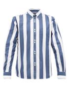 Matchesfashion.com Cobra S.c. - Double Button Striped Cotton Poplin Shirt - Mens - Blue White