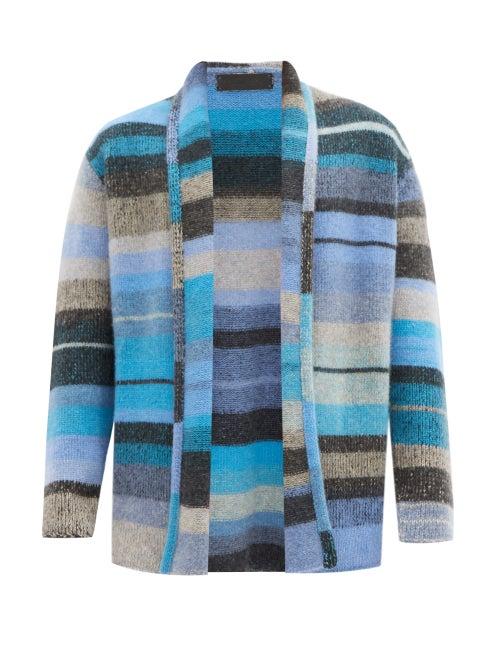 Matchesfashion.com The Elder Statesman - Italy Striped Cashmere Cardigan - Mens - Blue Multi