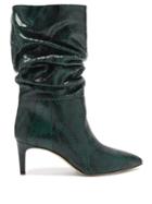 Matchesfashion.com Paris Texas - Slouchy Python-effect Leather Ankle Boots - Womens - Green Multi