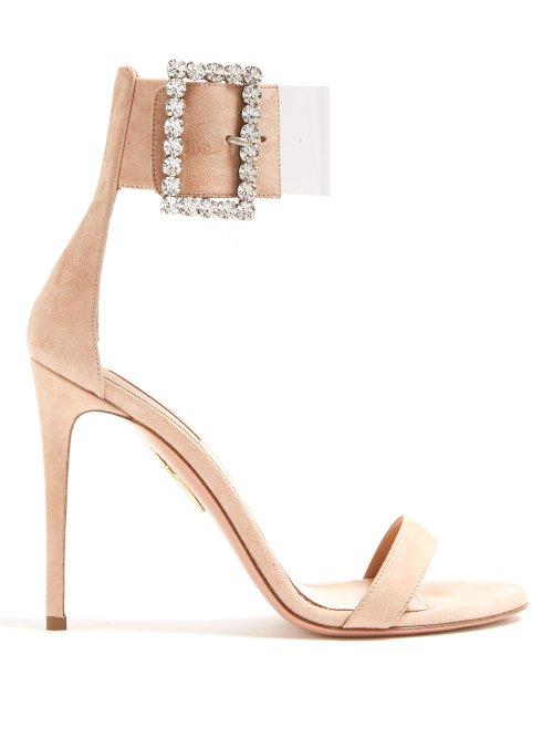 Matchesfashion.com Aquazzura - Casablanca 105 Suede Sandals - Womens - Nude