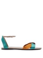 Matchesfashion.com The Row - Silk And Leather Sandals - Womens - Green Multi