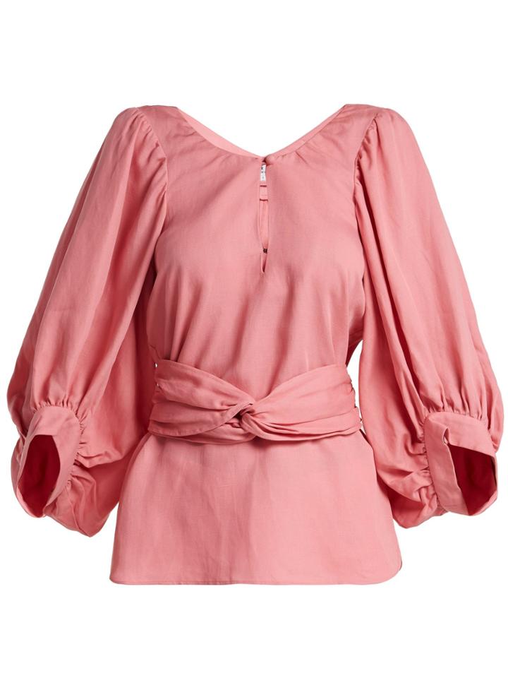Apiece Apart Volya Linen-blend Balloon-sleeve Top