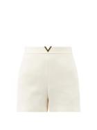 Matchesfashion.com Valentino - V-waist Wool-blend Twill Shorts - Womens - Ivory