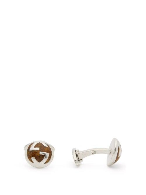 Mens Accessories Gucci - Gg Enamel & Sterling-silver Cufflinks - Mens - Brown