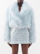 16arlington - Circe Cropped Ostrich-feather Jacket - Womens - Light Blue