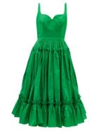 Alexander Mcqueen - Sweetheart Faille And Taffeta Midi Dress - Womens - Green
