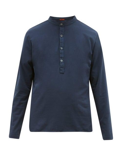 Matchesfashion.com Barena Venezia - Nalin Cotton Jersey Henley Top - Mens - Navy